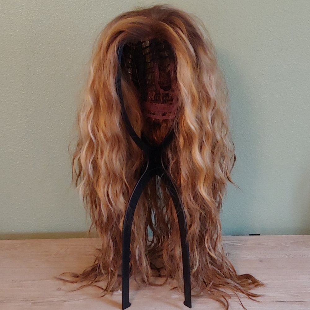Blonde Mix Curly Wig Human Hair Blend